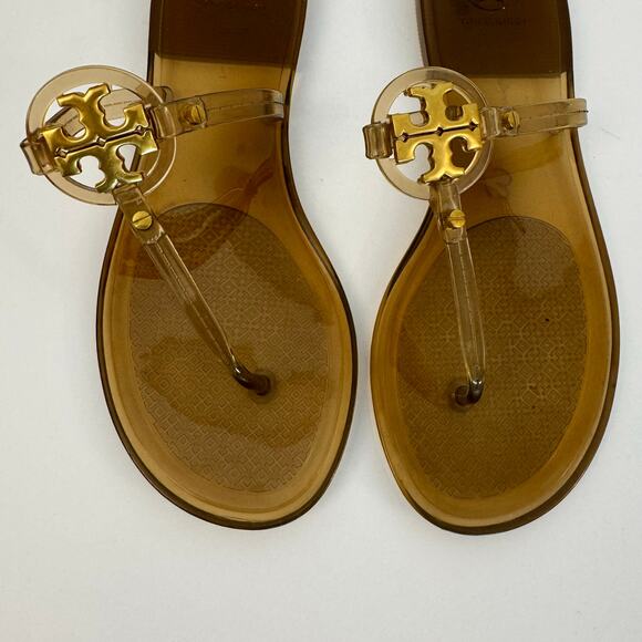 Tory Burch Mini Miller Jelly Thong Flip Flops Sandals Light Brown Clear Size 7 - Picture 2 of 10